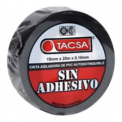 Cinta aisladora TACSA pvc sin adhesivo 19mm por 20 metros negro