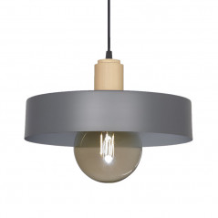 Colgante SAN JUSTO BALCARCE para 1 luz E27 chapa gris con detalle en madera outlet