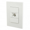 Conjunto armado JELUZ PLATINUM toma tv pasante pin fino blanco