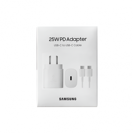 Cargador original SAMSUNG USB-C 25W carga rápida blanco con cable