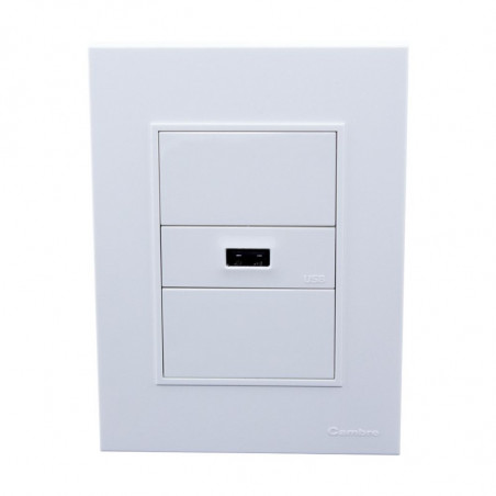 Conjunto armado CAMBRE BAUHAUS toma usb A 2.5A blanco