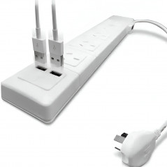 Prolongador KALOP 10A 5 tomas 2 USB 1.5 metros blanco