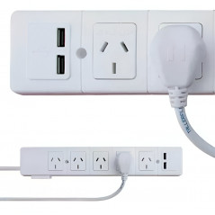 Prolongador KALOP 10A 5 tomas 2 USB 1.5 metros blanco