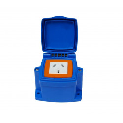 Caja capsulada MIG C-818AZ montaje exterior 1 toma polarizado 20A azul