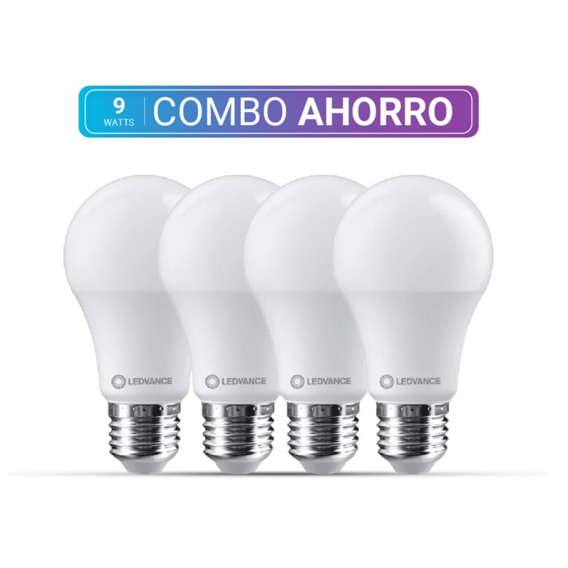 COMBO AHORRO LEDVANCE 4 lámparas led 9W luz fría