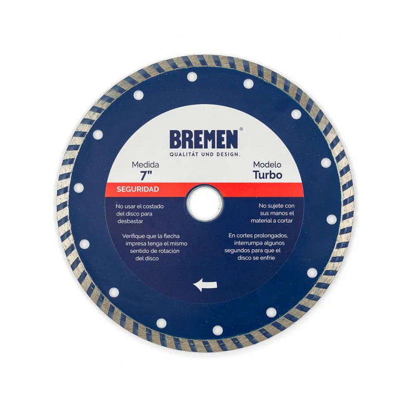Disco de corte de diamante BREMEN TURBO 7'' Disco de corte de diamante BREMEN TURBO 7''