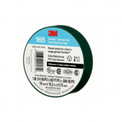 Cinta aisladora 3M TEMFLEX 165 pvc 19mm por 18 metros verde uso general