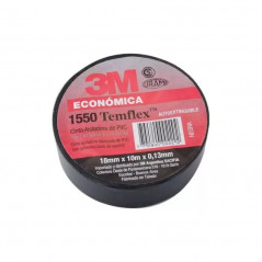 Cinta aisladora 3M TEMFLEX 1550 pvc 18mm por 10 metros negro uso general