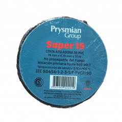 Cinta aisladora PRYSMIAN SUPER 15 pvc 19mm por 10 metros negro