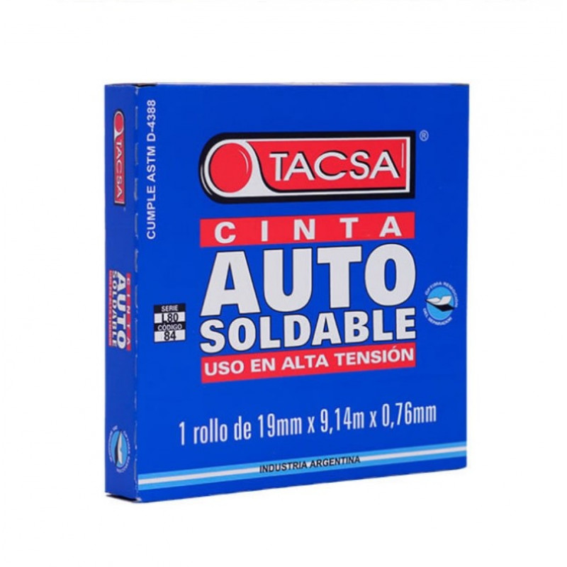 Cinta autosoldable TACSA caucho 19mm por 9 metros negro uso alta tensión