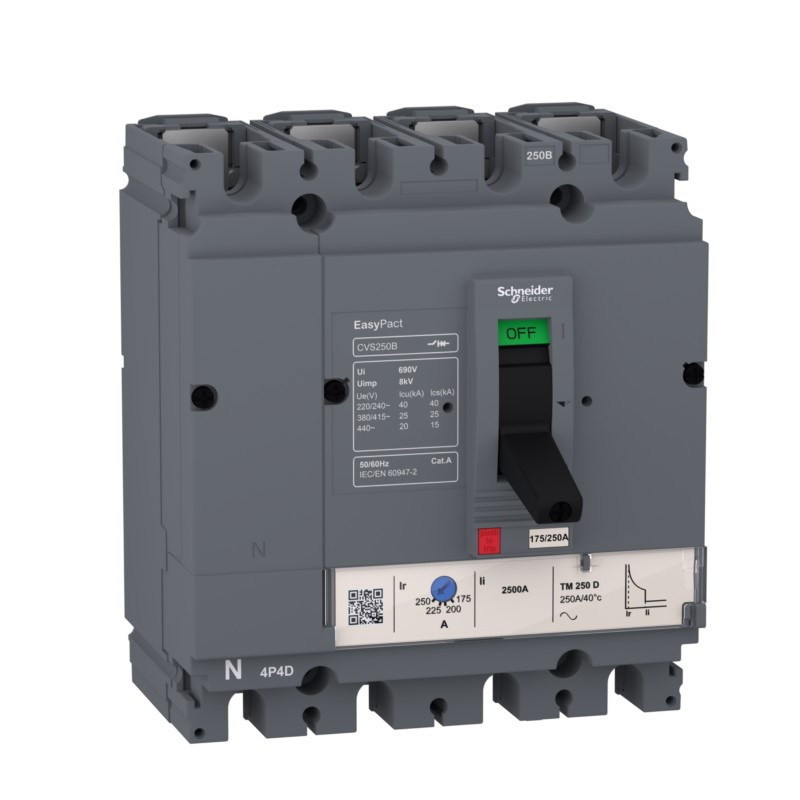 Interruptor automático schneider cvs250b 25ka tmd250 4p3d