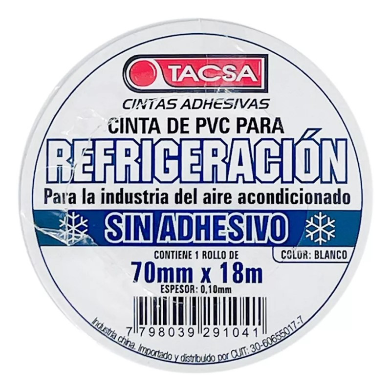 Cinta refrigeración TACSA pvc 70mm por 18 metros sin adhesivo Cinta refrigeración TACSA pvc 70mm por 18 metros sin adhesivo