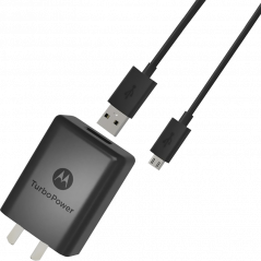Cargador de pared MOTOROLA 50W carga rápida con cable negro