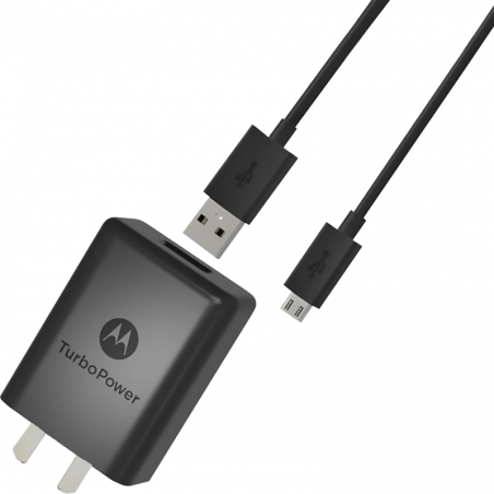 Cargador original MOTOROLA USB-C 50W carga rápida negro con cable