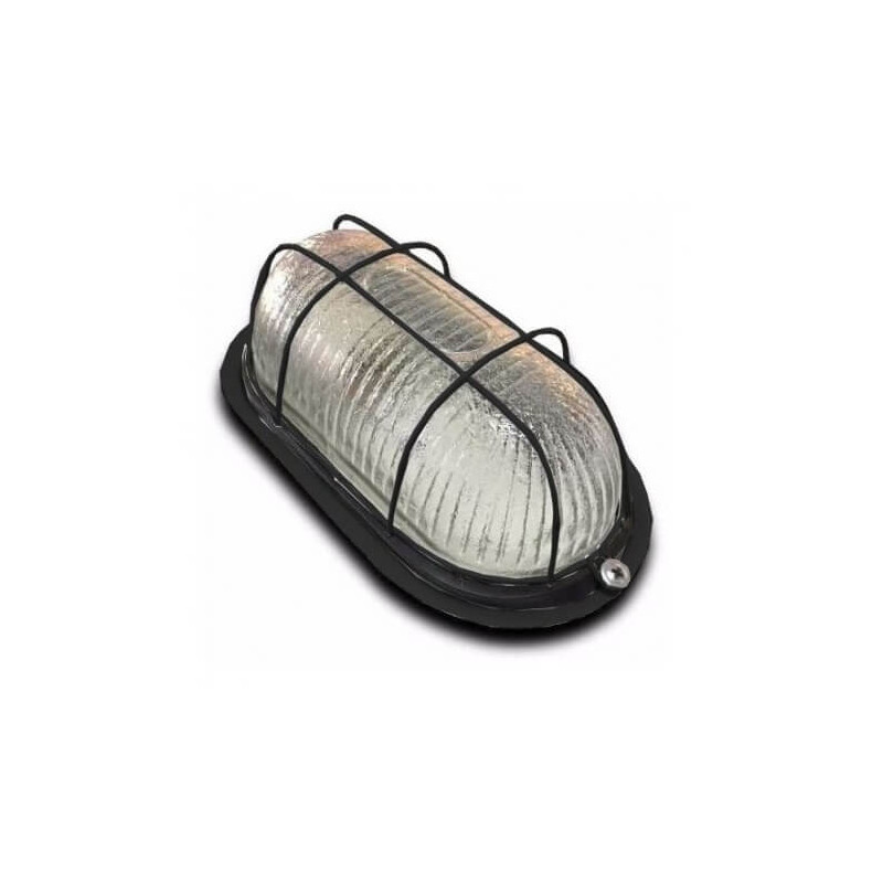 Tortuga industrial para 1 luz E27 ovalado chapa negro reacondicionado Tortuga industrial para 1 luz E27 ovalado chapa negro reacondicionado