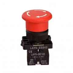 Pulsador de emergencia CNC LAY5-ES542 1na 1/4 giro 40mm hongo rojo