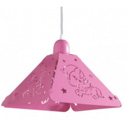 Colgante FERROLUX UNICORNIO para 1 luz E27 rosado de chapa plegada