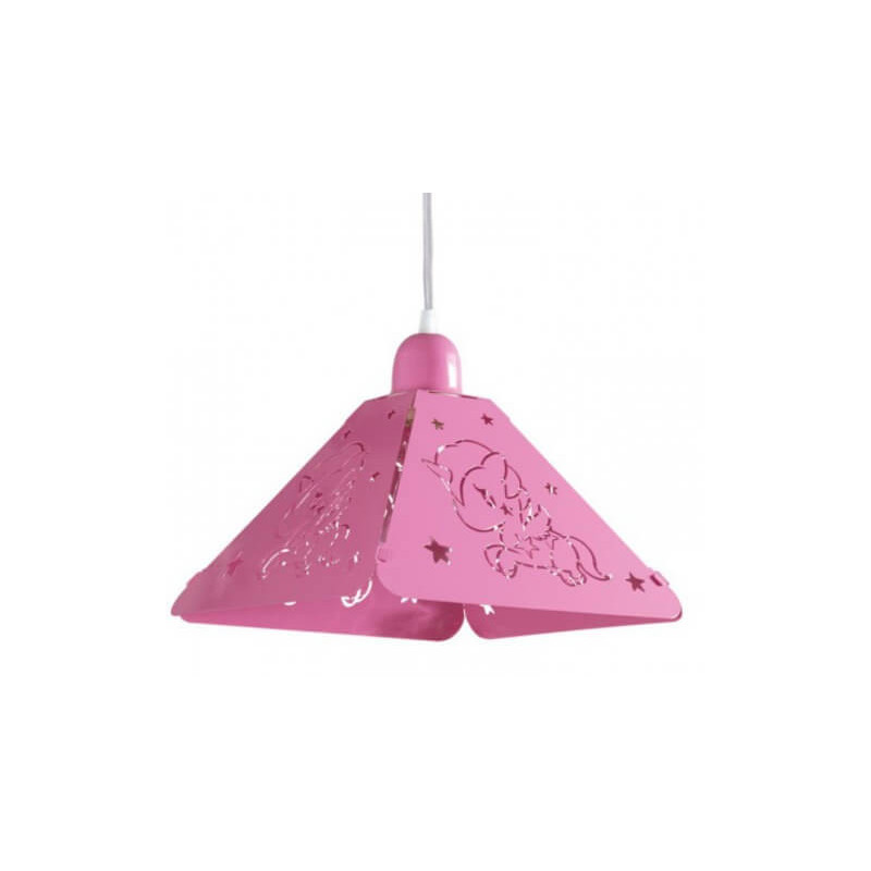 Colgante FERROLUX UNICORNIO para 1 luz E27 rosado de chapa plegada