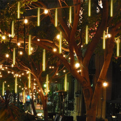 Luces de navidad lluvia led meteoro 8 tubos blanco calido 3 metros