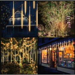 Luces de navidad lluvia led meteoro 8 tubos blanco calido 3 metros