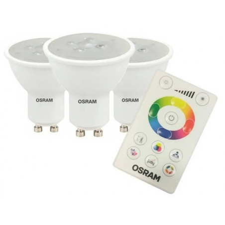 Kit 3 lámparas OSRAM par16 dicroicas GU10 de 4.5w luz rgb