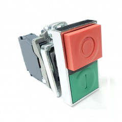 Pulsador doble CNC LAY4-BL8425 verde-rojo 1NA 1 NC metalico