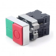 Pulsador doble CNC LAY4-BL8425 verde-rojo 1NA 1 NC metalico