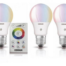 Pack x3 lámparas led OSRAM colors RGB a60 7.5w con control remoto