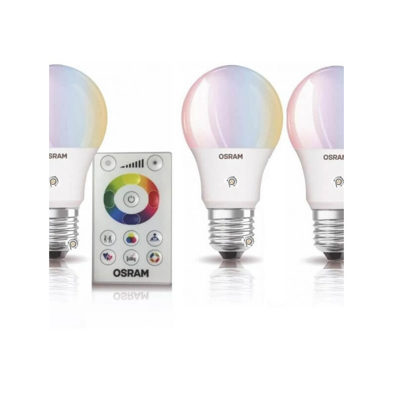Pack x3 lámparas led LEDVANCE colors RGB A60 7.5W con control remoto