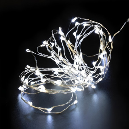 Luces de navidad alambre 30 leds 3 metros blanco frío con pila