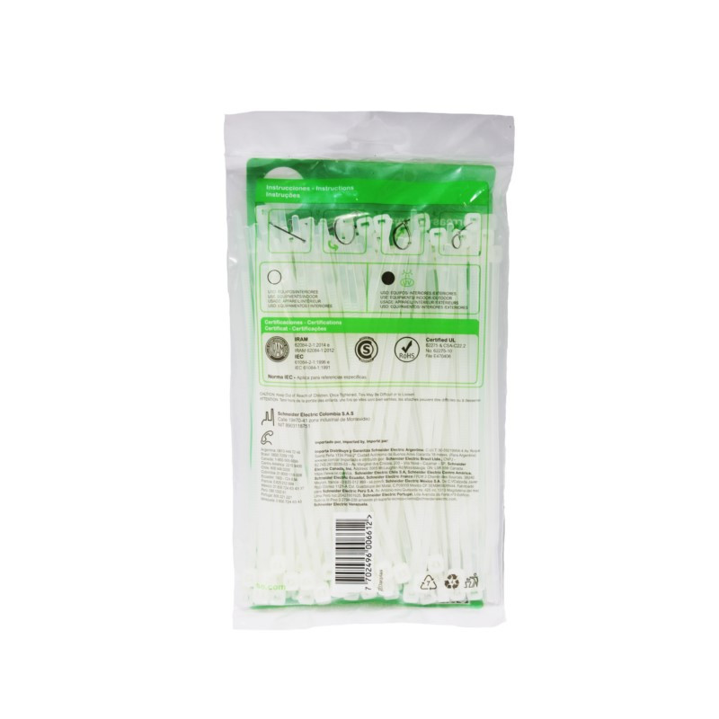 Precinto SCHNEIDER DEXSON T6 150x3.2mm 18kgf 100U blanco