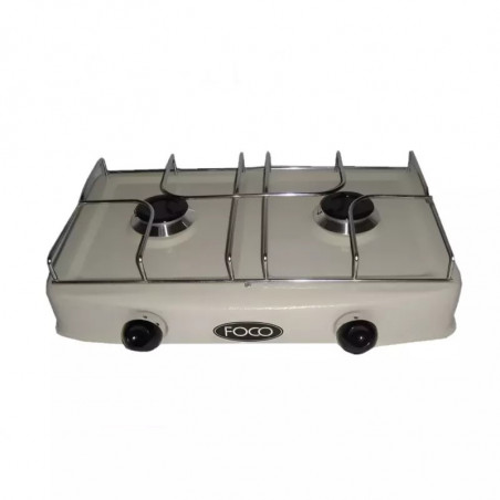 Anafe a gas FOCO doble hornalla aluminio con válvula blanco reacondicionado