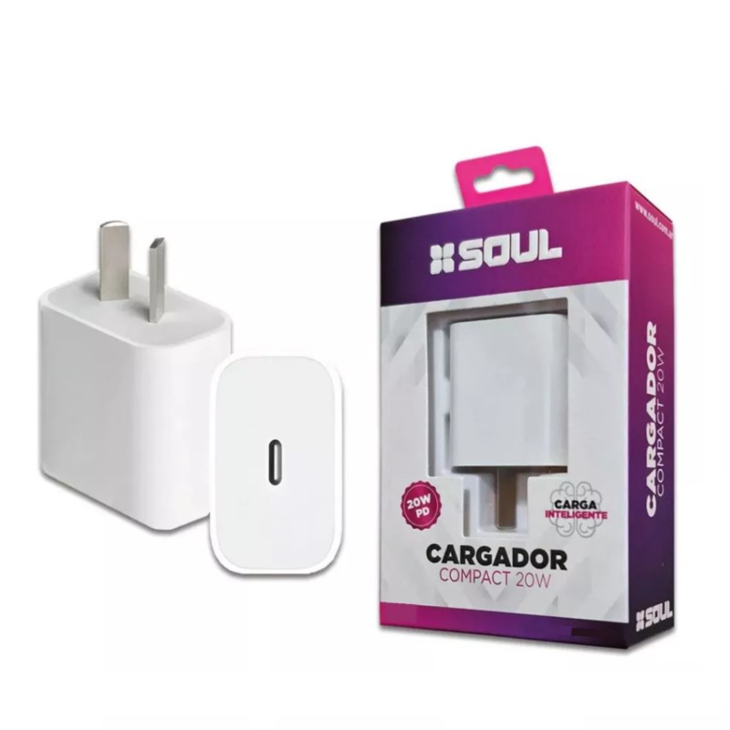 Cargador SOUL CVJ-PD20W 20W USB-C sin cable blanco Cargador SOUL CVJ-PD20W 20W USB-C sin cable blanco