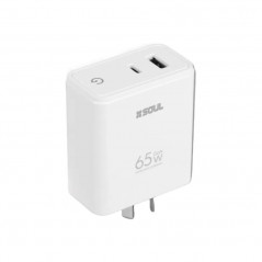 Cargador viajero SOUL CVQ-USBD65L 65W USB C + PD lighting carga rápida