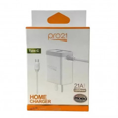 Cargador PRO21 USB-c + 1 USB 2.1A blanco con cable