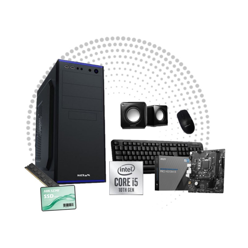 Computadora KELYX Intel Core i5-10400 8GB RAM 240GB SSD FreeDOS + teclado mouse y parlantes