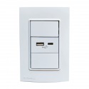 Conjunto armado TECLASTAR QUADRA toma usb A-C blanco