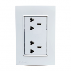Conjunto armado TECLASTAR QUADRA 1 tomacorriente doble combinado 10A blanco
