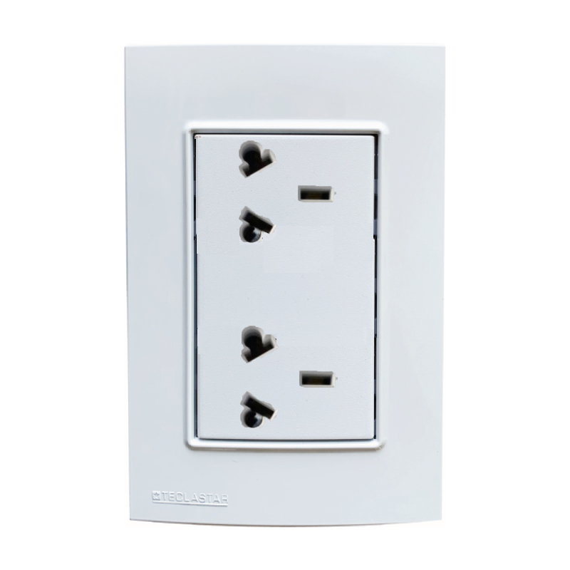 Conjunto armado TECLASTAR QUADRA 1 tomacorriente doble combinado 10A blanco Conjunto armado TECLASTAR QUADRA 1 tomacorriente doble combinado 10A blanco
