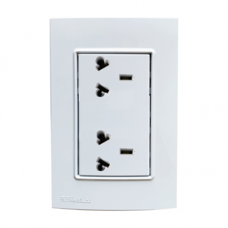 Conjunto armado TECLASTAR QUADRA 1 tomacorriente doble combinado 10A blanco