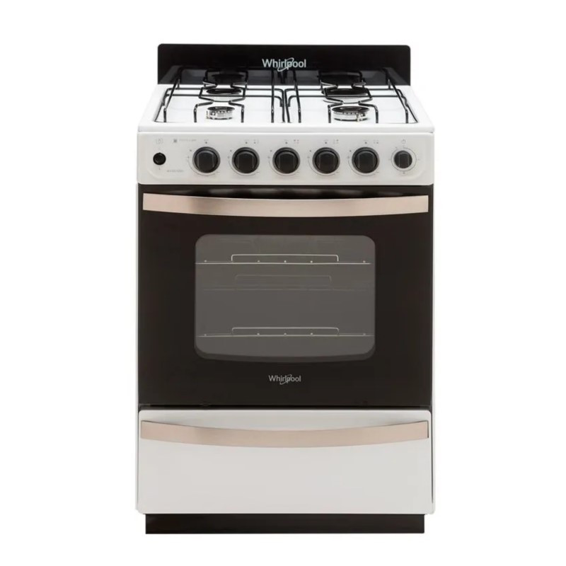 Cocina WHIRLPOOL WFB57DWDNA Multigas 56cm 4 hornallas blanca