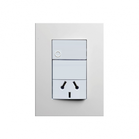 Conjunto armado TECLASTAR MINIMAL 1 punto y 1 tomacorriente combinado 10A blanco