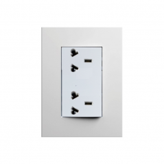 Conjunto armado TECLASTAR MINIMAL 1 tomacorriente doble combinado 10A blanco