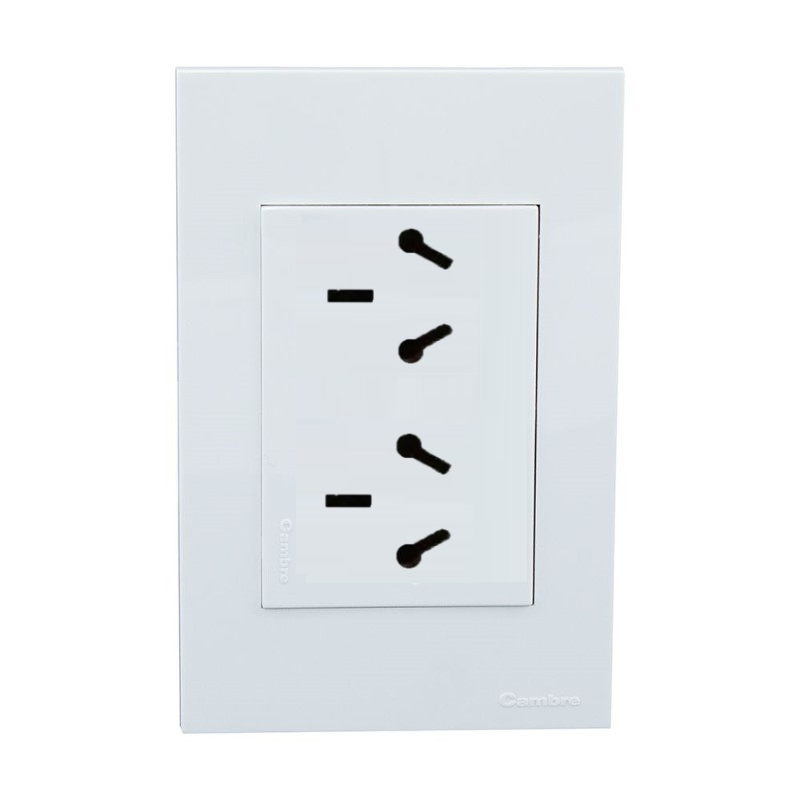 Conjunto armado CAMBRE S.XXI tomacorriente doble combinado polarizado 10A blanco