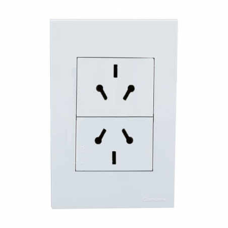 Conjunto armado CAMBRE S.XXI 2 tomacorriente combinado polarizado 10A blanco