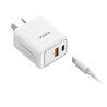 Cargador SOUL USB-A 20W PD + 18W USB-C blanco con cable