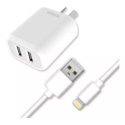 Cargador SOUL USB-A 20W PD + 18W USB-C blanco con cable