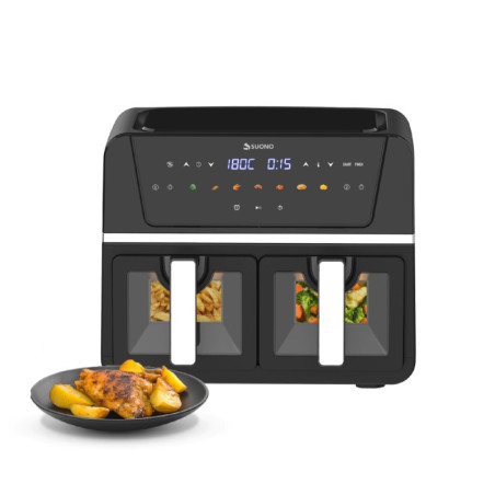 Freidora de aire SUONO HOG0199 doble canasto 9 Litros 1700W negra