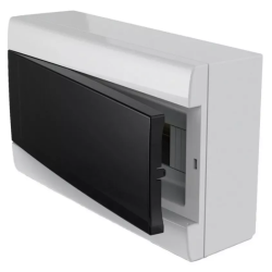 Caja SISTELECTRIC Q ENERGY pvc exterior 8 módulos fume marco blanco