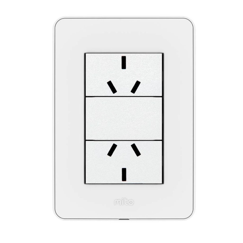 Conjunto armado JELUZ MITO 2 tomacorriente 10A polarizado blanco Conjunto armado JELUZ MITO 2 tomacorriente 10A polarizado blanco
